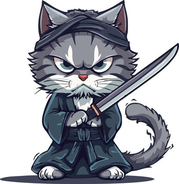 recommend clip art: Cute cartoon ninja cat 