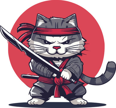 recommend clip art: Cute cartoon ninja cat 