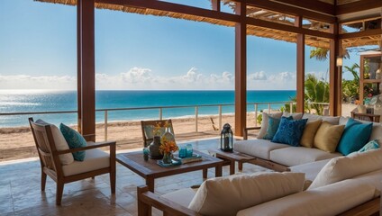 Beachfront Bliss, Resort Living Area and Terrace Immersed in Tranquil Ocean Vibes
