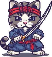 Cute cartoon ninja cat 