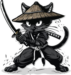 Cute cartoon ninja cat 