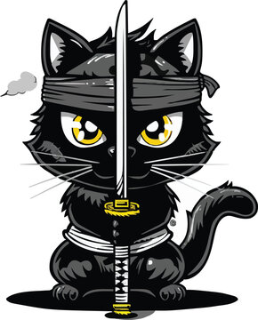 recommend clip art: Cute cartoon ninja cat 