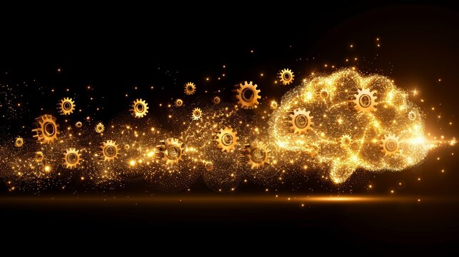 Synergetic coordination  abstract brain gears and cogs working together harmoniously