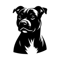 Staffordshire Bull Terrier Vector Silhouette - Capturing Strength and Courage in Simplistic Elegance- Minimalist Staffordshire Bull Terrier- Illustration of Staffordshire Bull Terrier.