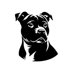 Staffordshire Bull Terrier Vector Silhouette - Capturing Strength and Courage in Simplistic Elegance- Minimalist Staffordshire Bull Terrier- Illustration of Staffordshire Bull Terrier.