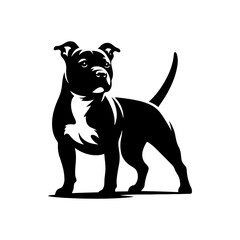 Staffordshire Bull Terrier Vector Silhouette - Capturing Strength and Courage in Simplistic Elegance- Minimalist Staffordshire Bull Terrier- Illustration of Staffordshire Bull Terrier.
