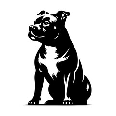 Staffordshire Bull Terrier Vector Silhouette - Capturing Strength and Courage in Simplistic Elegance- Minimalist Staffordshire Bull Terrier- Illustration of Staffordshire Bull Terrier.