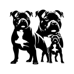 Staffordshire Bull Terrier Vector Silhouette - Capturing Strength and Courage in Simplistic Elegance- Minimalist Staffordshire Bull Terrier- Illustration of Staffordshire Bull Terrier.