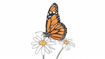 Beautiful butterfly flying isolated, Tawny Orange Monarch Butterfly design hand drawn. generative ai