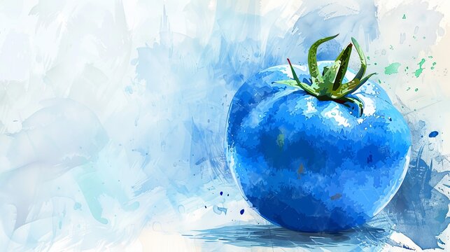 Blue tomato Fruit in Stunning Watercolor.