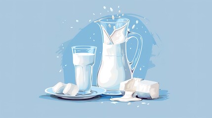 World Milk Day background a glass full of milk cartoon promotional illustration,AI generated.