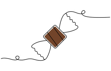 Obraz premium A drawing of a chocolate day bar with the word chocolate Single line art