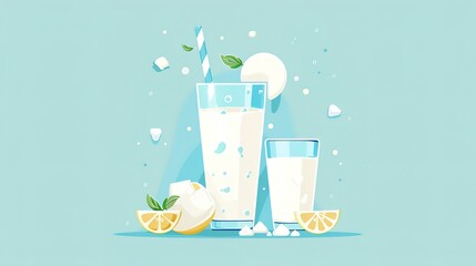 World Milk Day background a glass full of milk cartoon promotional illustration,AI generated.