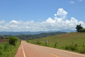 landscape of road to the mountains