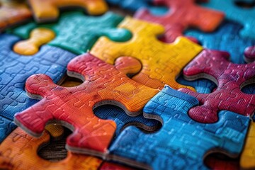 colorful unfinished puzzle pieces professional photography