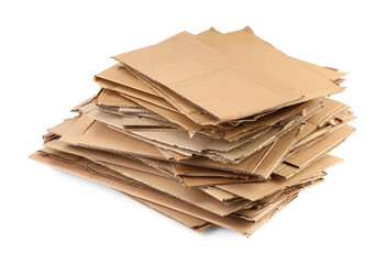 Stack of cardboard pieces isolated on white