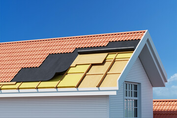 Shingle roof repair proccess on the house, renovation