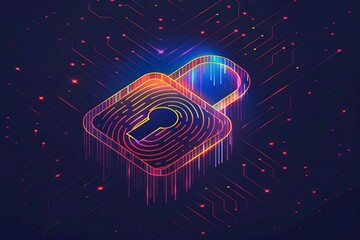 Fototapeta premium Digital Security with fingerprint Concept Illustration wallpaper