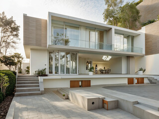 Modern Architectural Marvel, Sleek Lines and Neutral Tones