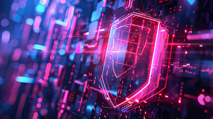 Obraz premium Cybersecurity concept with a digital lock on a data stream