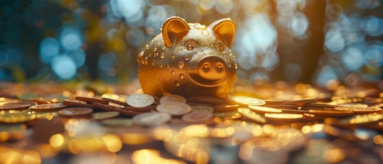 Examine the symbolism of an overflowing piggy bank in financial literacy education