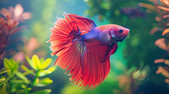 Rosetail Halfmoon Siamese fighting fish, commonly known as Betta fish, is a popular aquarium fish with vibrant colors.