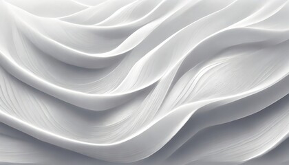 Elegant white sculptural waves texture abstract with a smooth, flowing design.