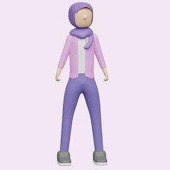 Stylish and trendy hijab woman concept. Realistic 3d object cartoon style.