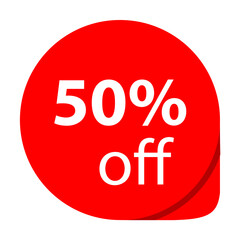 Sale 50% OFF discount sticker icon vector Red tag discount offer price label for graphic design, logo, web site, social media, mobile app, ui illustration