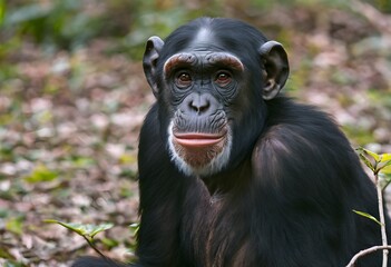 A view of a Chimpanzee in the forest
