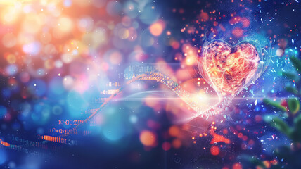 A data-driven heart: A human heart, surrounded by binary code, signifies the increasing role of technology in human health.