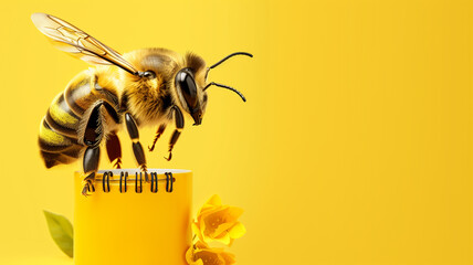 A bee's journey to a pot of honey: A picture of nature's sweet rewards. May 20th, World bee day concept
