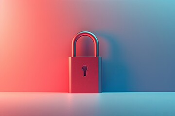 Fototapeta premium Minimalistic Padlock on blue and pink background