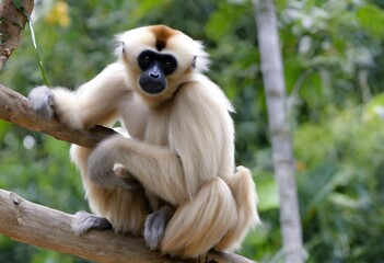 Obraz premium A view of a Gibbon in the forest
