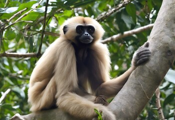 Obraz premium A view of a Gibbon in the forest