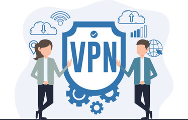 Vpn concept illustration. Flat design style modern virtual private network concept illustration