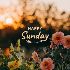 A beautiful illustration of happy sunday in flowers background