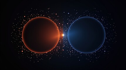 Fototapeta premium Celestial Dance: Red and Blue Bodies Interacting in Space