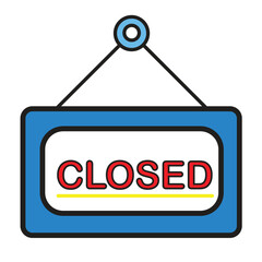 Closed symbol to indicate the opening of a business store Vector illustration