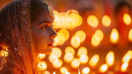 A woman wearing a gold