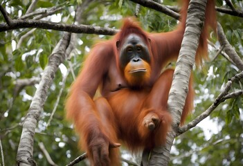 Obraz premium A view of an Orang u Tan in the Jungle