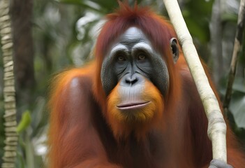 Fototapeta premium A view of an Orang u Tan in the Jungle