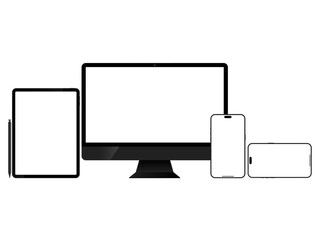 Set of modern devices mockups: Led, tablet computer, iPhone. Template for infographics or presentation UI design interface.