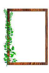 Obraz premium frame with leaves and flowers, green leaves background,Green Floating Leaves Flying , picture frame png , Isolated transparent PNG background - Premium pen tool cutout