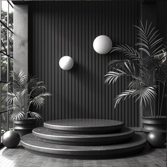 Asimple black geometric podium for product display minimal abstract background branding and...