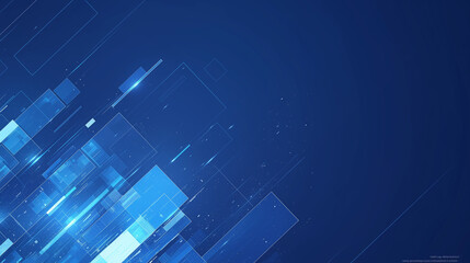 Fototapeta premium Dynamic Fusion: Abstract Blue Background with Illuminated Light Effect and Geometric Shapes - Inspiring Design Technology Concept