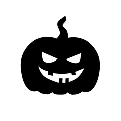 Halloween pumpkin silhouette with various expressions set of vector illustration