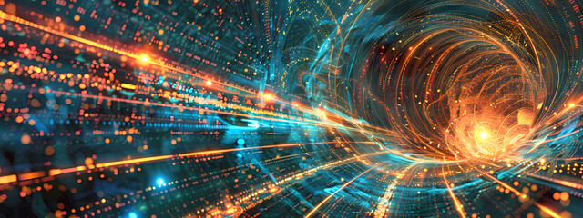 Obraz premium Technological Singularity: Convergence of Data and Light