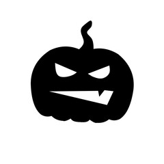 Halloween pumpkin silhouette with various expressions set of vector illustration
