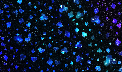 Bright blue poker abstract bokeh pattern.
